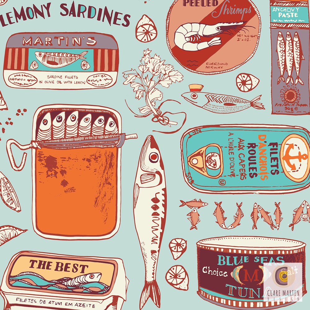 Vintage Seafood Tins 584